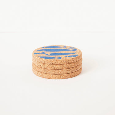 Cork Coaster - Fish Blue