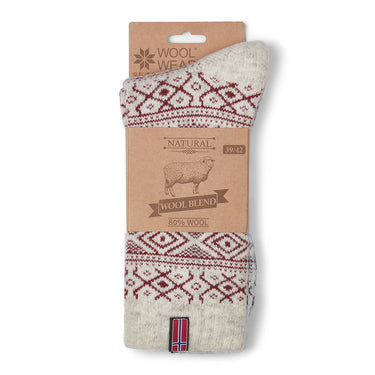 Wool Socks - The Norwegian Flag Bordeaux