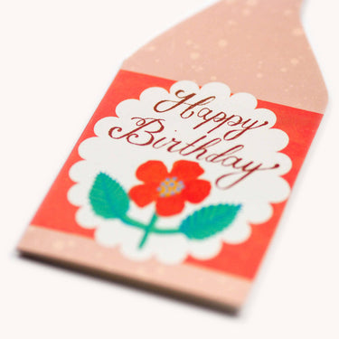 Card - Birthday Rose Wine Bottle