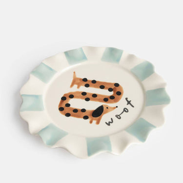 Stoneware Plate - Woof Sausage Dog