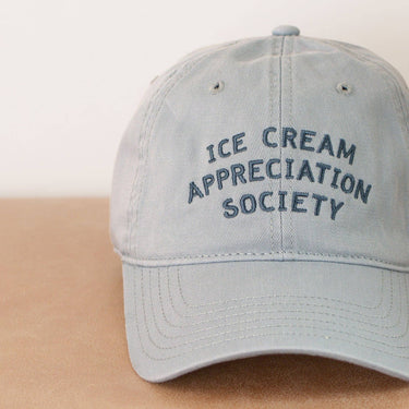 Cotton Baseball Cap - Ice Cream Appreciation Society - Pale Vintage Blue