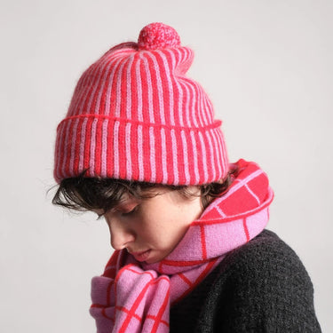 Knitted Stripe Beanie - Winter Beach