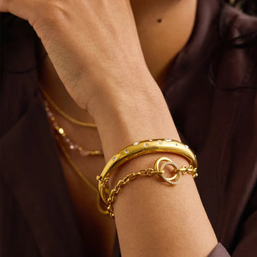 CZ Domed Bangle - Gold
