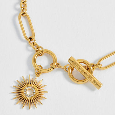 CZ Sunburst T-Bar Bracelet - Gold