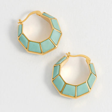 Hoop Earrings - Amazonite Octagon