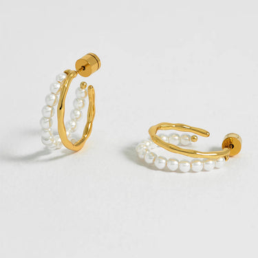 Pearl and Molten Metal Double Illusion Hoops