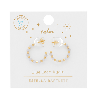 Coco Beaded Hoop Earrings - Blue Lace Agate
