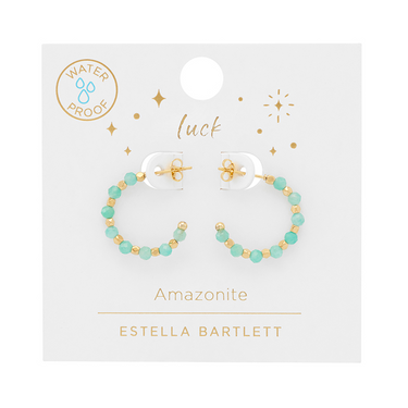 Coco Beaded Hoop Earrings - Amazonite