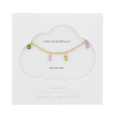 Multi CZ Pearl Drop Necklace - Gold
