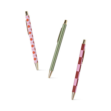 Set of 3 Pens - Diamond, Stripe, Check