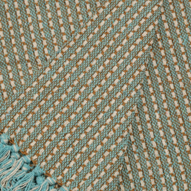 Throw - Stripe With Blocks Turquoise & Gold