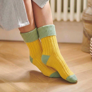 Cashmere Mix Slouch Socks - Red & Dusky Pink