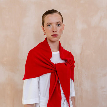 Large Merino Triangle Scarf - Red