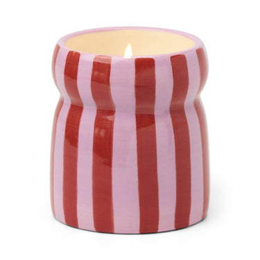 Cabana Red/Pink Striped Ceramic Candle - Pink Peppermint
