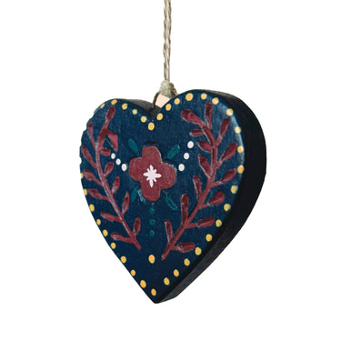 Hanging Heart - Folk Art Blue