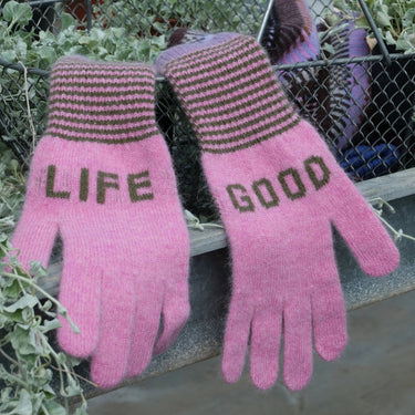 Good Life Knitted Gloves - Pink & Green