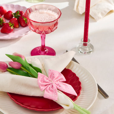 Taper Candle - Red With Light Pink Hearts