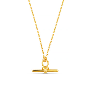 Chunky T-Bar Mid Length Necklace - Gold