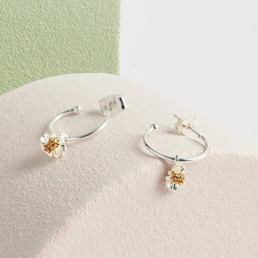 Wildflower Drop Hoop Earrings
