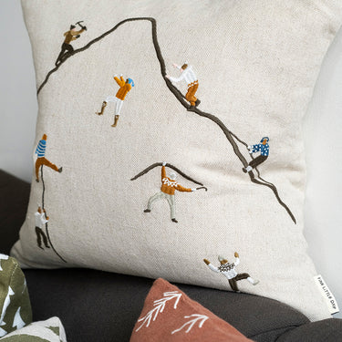 Cushion with Insert - Embroidered Mountain Climbers