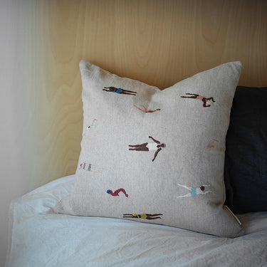Cushion with Insert - Embroidered Swimmers